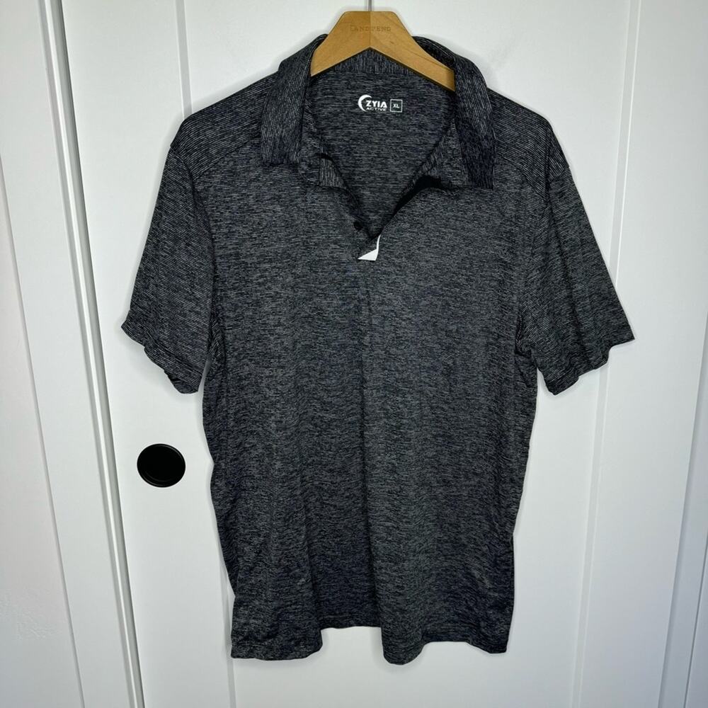 Zyia Active Charcoal Heather Sport Ventilation Polo Shirt Size XL